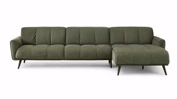 Canapea cu sezlong dreapta Talento textil Brezza Dusty Green