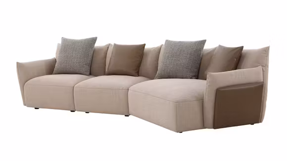 Canapea cu sezlong Enzo textil Beige, dreapta