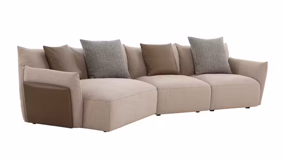 Canapea cu sezlong Enzo textil Beige, stanga