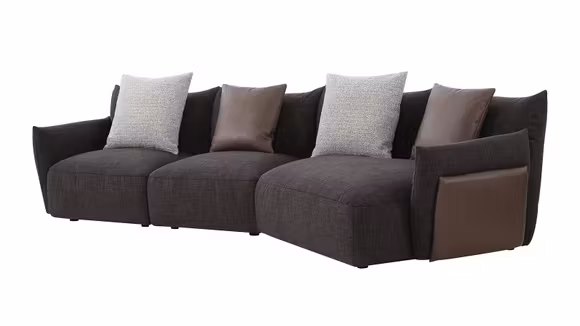 Canapea cu sezlong Enzo textil Dark Grey, dreapta