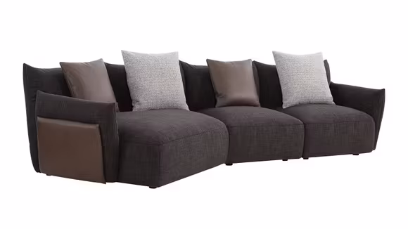 Canapea cu sezlong Enzo textil Dark Grey, stanga