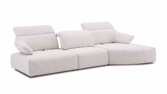 Canapea cu sezlong Jo textil Light Grey, Dreapta