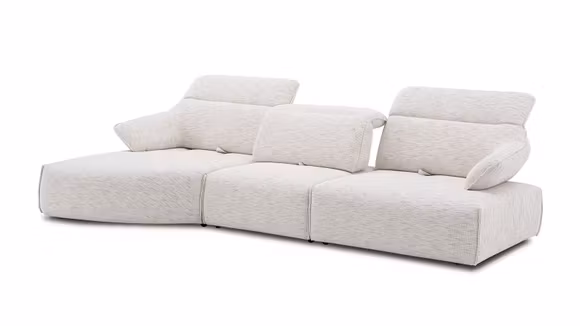 Canapea cu sezlong Jo tapitata Light Grey A3880, configuratie stanga, design modern si spatar reglabil.