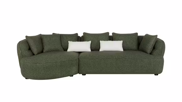 Canapea cu sezlong Nisa textil Cloud Green, stanga