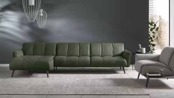 Canapea cu sezlong stanga Talento textil Brezza Dusty Green