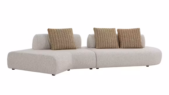 Canapea de colt Bonnie textil Light Beige, 3 perne incluse