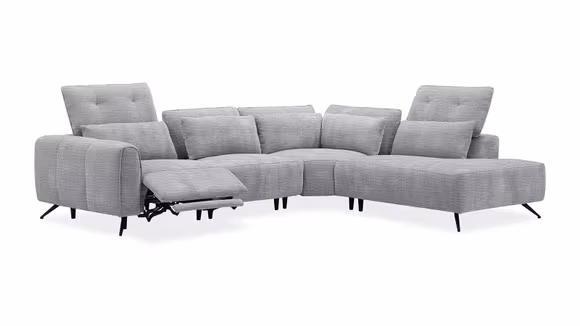 Canapea de colt cu recliner Arezzo textil Powder Grey, dreapta