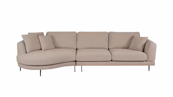 Canapea de colt cu sezlong Carini Bouclee Beige, stanga