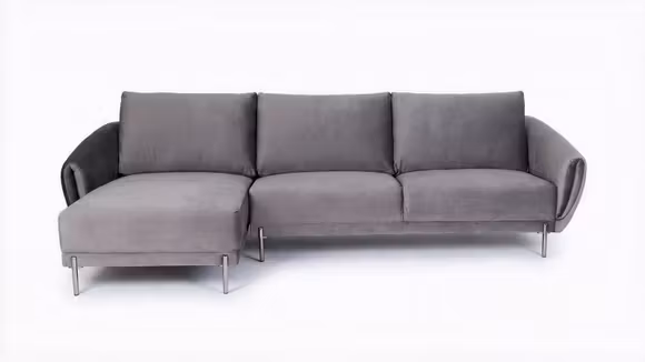 Canapea de colt cu sezlong Fragola textil Gri inchis, stanga