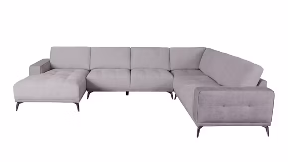 Canapea de colt cu sezlong Hugo textil Nala Grey, stanga