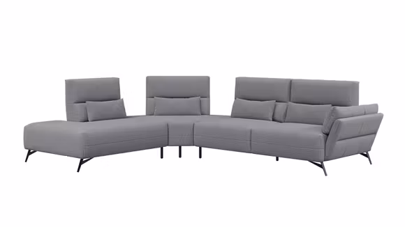 Canapea de colt cu sezlong Isola textil Bouclee Grey Pine, stanga