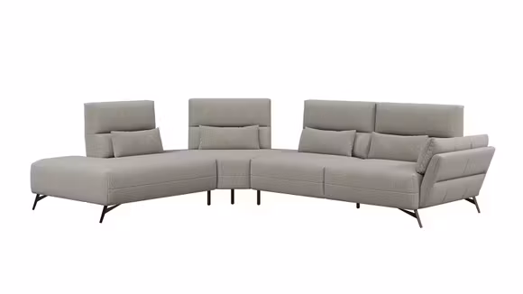 Canapea de colt cu sezlong Isola textil Bouclee Lily Grey, stanga