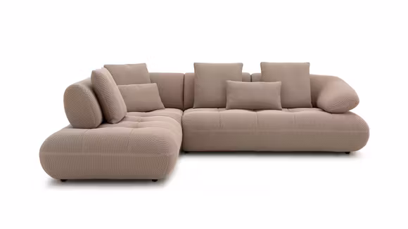 Canapea de colt cu sezlong Memo textil Waffle Beige, stanga