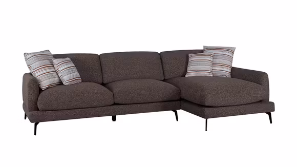 Canapea de colt cu sezlong Monaco textil Coffee, perne TC2505-01, dreapta