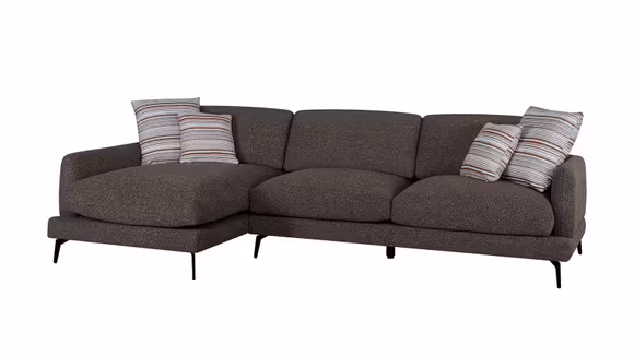 Canapea de colt cu sezlong Monaco textil Coffee, perne TC2505-01, stanga