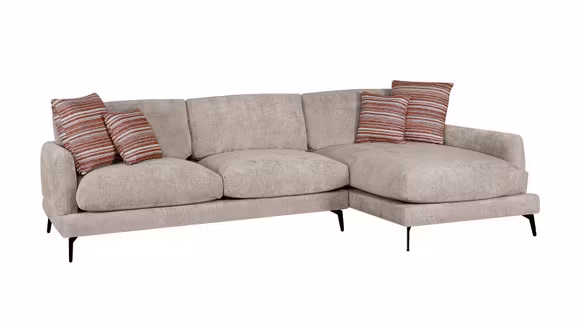 Canapea de colt cu sezlong Monaco textil Light Brown, perne TC2505-02, dreapta