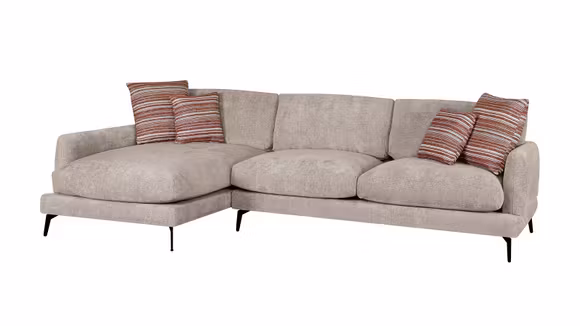 Canapea de colt cu sezlong Monaco textil Light Brown, perne TC2505-02, stanga