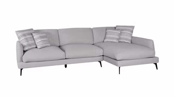 Canapea de colt cu sezlong Monaco textil Light Grey, perne TC2505-03, dreapta