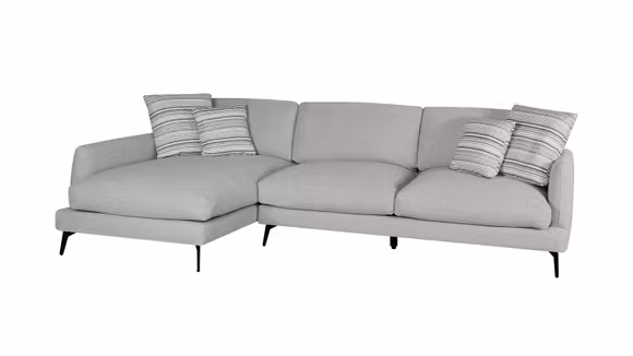 Canapea de colt cu sezlong Monaco textil Light Grey, perne TC2505-03, stanga