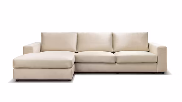 Canapea de colt cu sezlong Riva, textil Beige, stanga