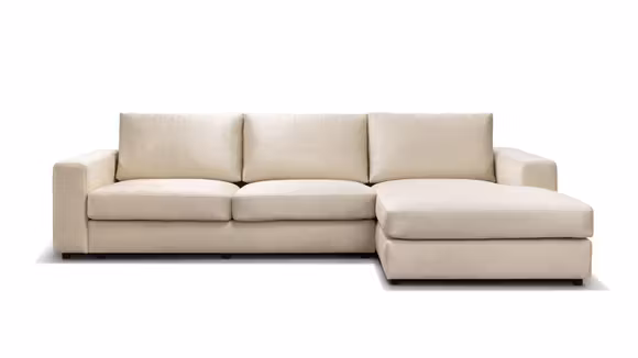 Canapea de colt cu sezlong Riva, textil Beige, dreapta