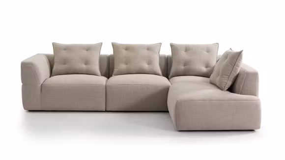 Canapea de colt cu sezlong Sophia textil Beige, dreapta