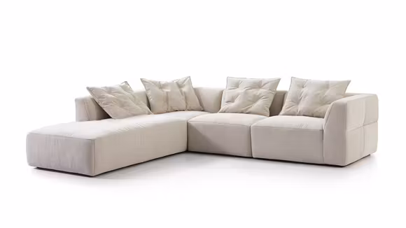 Canapea de colt cu sezlong Sophia textil Beige, stanga