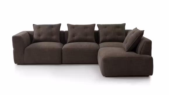 Canapea de colt cu sezlong Sophia textil Brown, dreapta