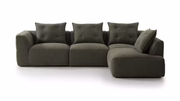 Canapea de colt cu sezlong Sophia textil Green, dreapta