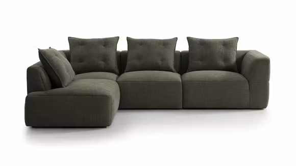 Canapea de colt cu sezlong Sophia textil Green, stanga
