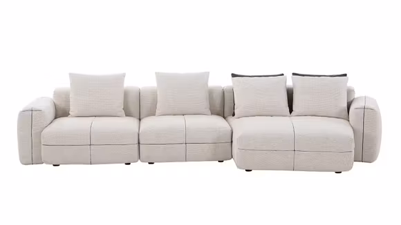 Canapea de colt cu sezlong Stefan textil Melisa Light Beige, dreapta
