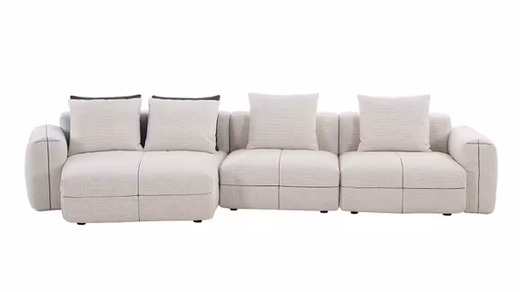 Canapea de colt cu sezlong Stefan textil Melisa Light Beige, stanga