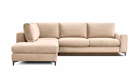 Canapea de colt extensibila Bella textil Salvador Light Beige, stanga