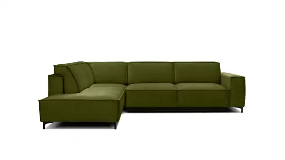 Canapea de colt extensibila Cosmopolitan Velvet Piano Olive, stanga