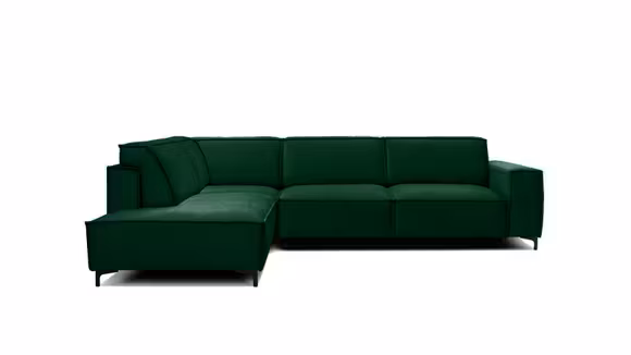Canapea de colt extensibila Cosmopolitan Velvet Salvador Dark Green, stanga