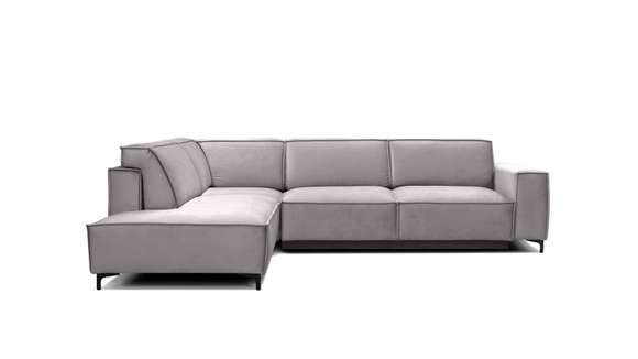 Canapea de colt extensibila Cosmopolitan Velvet Salvador Light Grey, stanga
