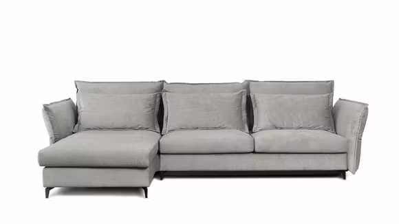 Canapea de colt extensibila Eva Kingston Light Grey S2, stanga