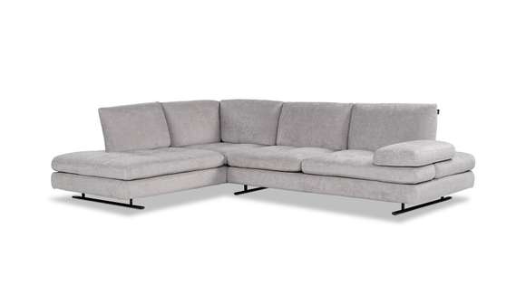 Canapea de colt Luna, divan stanga, textil Alce Gri