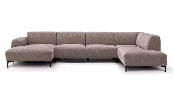 Canapea de colt Malmo textil Toro Greige, cu divan dreapta si dimensiuni 368 x 218/160 x H 78 cm.