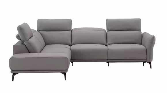Canapea de colt Marly cu recliner electric piele Vancouver Milk Coffe, stanga