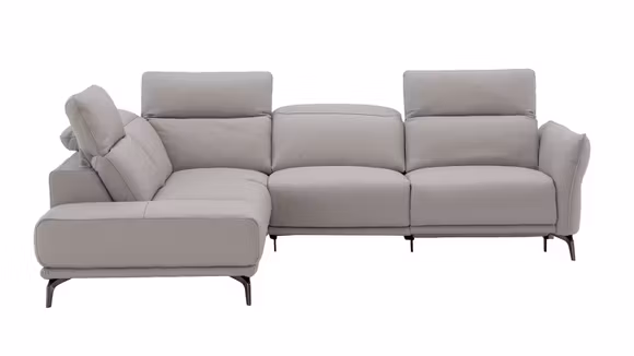 Canapea de colt Marly cu recliner electric piele Vancouver Off White, stanga