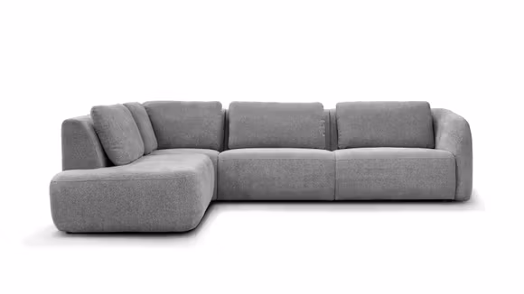 Canapea Merinos de colt textil Venus Cement, cu configuratie pe partea stanga si design minimalist.