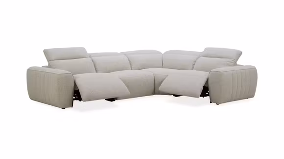 Canapea de colt modulara 3P cu 2 reclinere Cassio textil Lily Grey