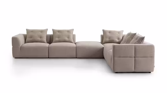 Canapea de colt modulara cu ottoman Sophia, textil Beige