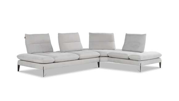 Canapea de colt Monnalisa 3 locuri microfibra Berlin Light Grey, dreapta