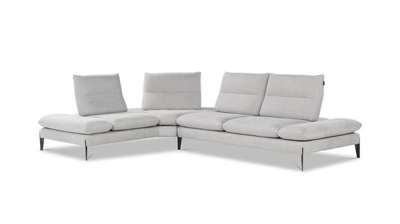 Canapea de colt Monnalisa 3 locuri microfibra Berlin Light Grey, stanga