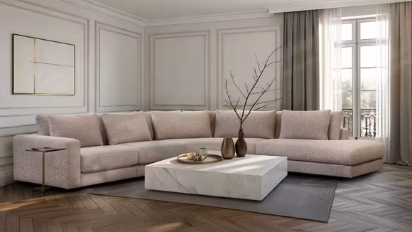 Canapea de colt Rio Slim textil Noma Greige, dreapta