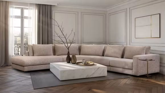 Canapea de colt Rio Slim textil Noma Greige, stanga