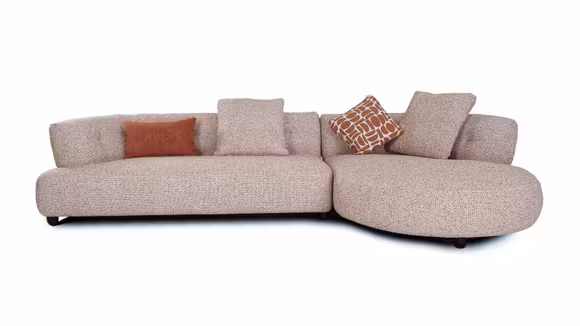 Canapea de colt Spencer textil Beige, perne incluse, dreapta