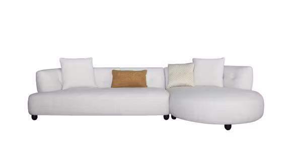 Canapea de colt Spencer textil White, perne incluse, dreapta